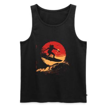 Surferin Sonnenuntergang - Männer Premium Bio Tank Top - Schwarz - Vorne - AI Model Male 178 light (178cm)
