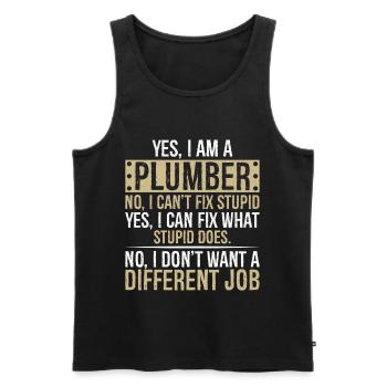 yes I am a Plumber no I can't fix stupid yes I can - Männer Premium Bio Tank Top - Schwarz - Vorne - Michal (187cm)