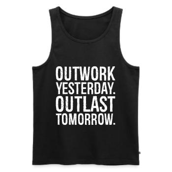 outwork yesterday outlast tomorrow - Men's Premium Organic Tank Top - black - Front - AI Model Male 178 light (178cm)