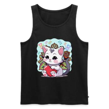 Indische Katze Katzen Herz Herzen indisch Kätzchen - Männer Premium Bio Tank Top - Schwarz - Vorne - AI Model Male 178 light (178cm)