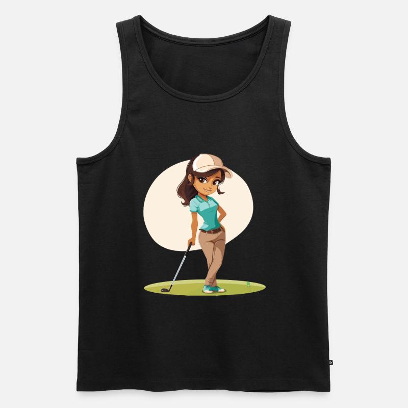 Weiblicher Golfer Comic - Männer Premium Bio Tank Top - Schwarz