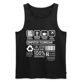 Technicien en informatique multitâche résolution de problèmes - Débardeur bio Premium Homme - noir - Devant - AI Model Male 178 light (178cm)