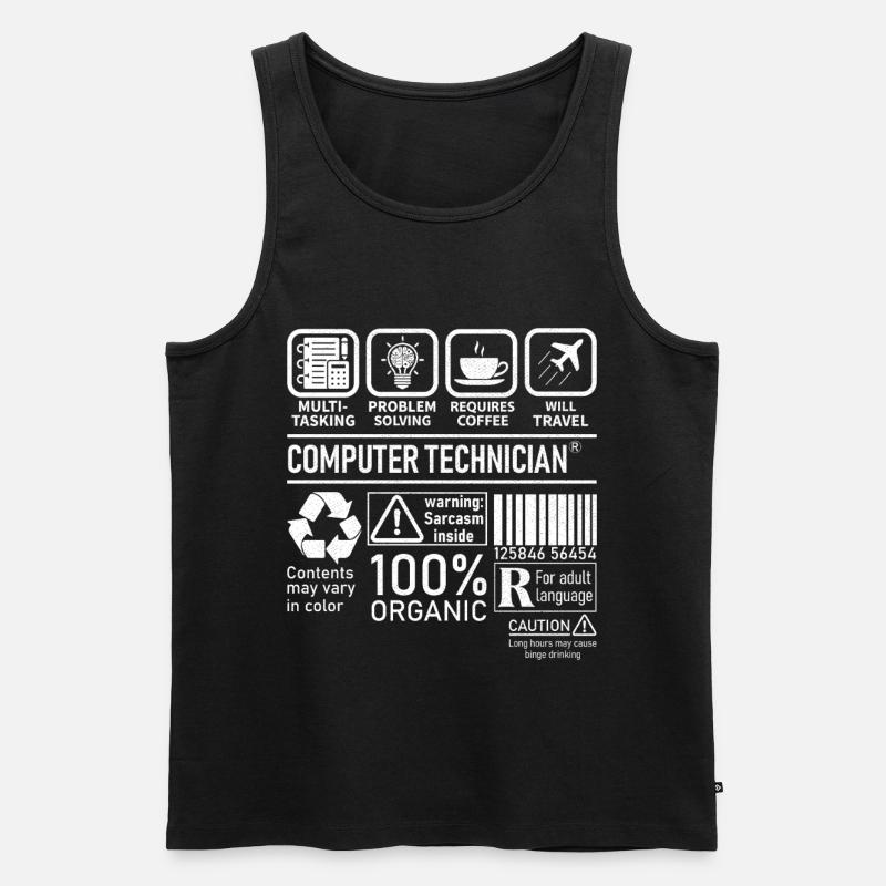 Technicien en informatique multitâche résolution de problèmes - Débardeur bio Premium Homme - noir