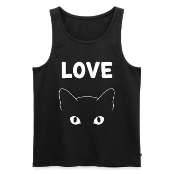 Love Chat : Douceur Féline - Débardeur bio Premium Homme - noir - Devant - Michal (187cm)