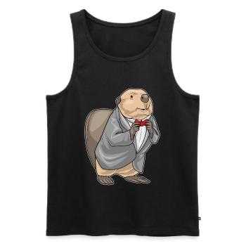 Biber Bräutigam Anzug Hochzeit - Männer Premium Bio Tank Top - Schwarz - Vorne - AI Model Male 178 light (178cm)