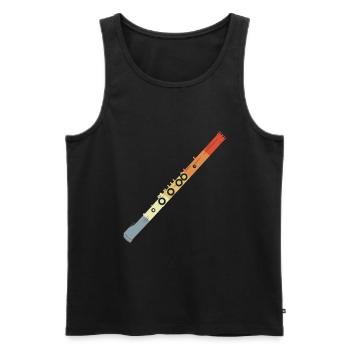 Flûte Dessin Look Vintage - Débardeur bio Premium Homme - noir - Devant - Michal (187cm)