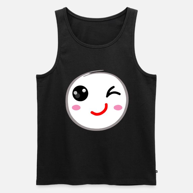 Zwinkerndes Lächeln - Männer Premium Bio Tank Top - Schwarz