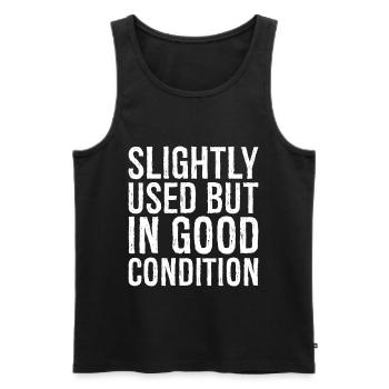 slightly used but in good condition - Men's Premium Organic Tank Top - black - Front - AI Model Male 178 light (178cm)