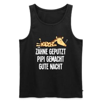 Schlafmotiv Lustige Giraffe Zähne Geputzt Spruch - Männer Premium Bio Tank Top - Schwarz - Vorne - Michal (187cm)