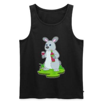 Hase Flasche Rotwein - Männer Premium Bio Tank Top - Schwarz - Vorne - Michal (187cm)