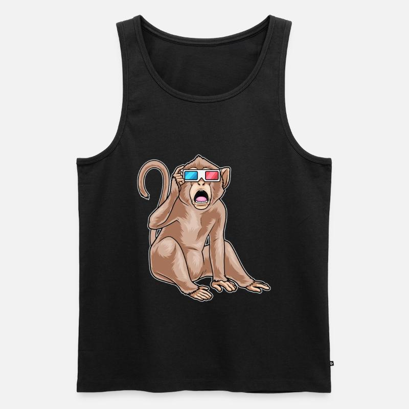 Affe Brille - Männer Premium Bio Tank Top - Schwarz