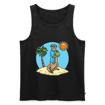 Erdmännchen Strand Kokosnuss Sommer - Débardeur bio Premium Homme - noir - Devant - AI Model Male 178 light (178cm)