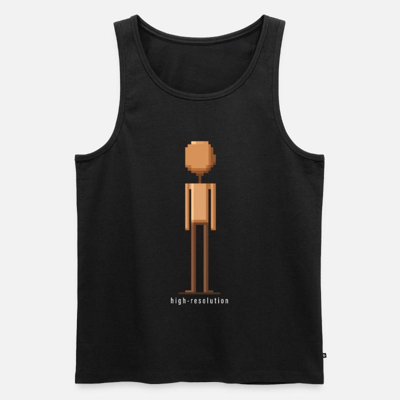 High Resolution Ironisches Pixelart Fun Design - Männer Premium Bio Tank Top - Schwarz