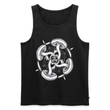 Psychedelische Pilze Triskelion | Mystische Symbolkunst - Männer Premium Bio Tank Top - Schwarz - Vorne - AI Model Male 178 light (178cm)