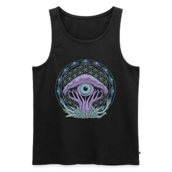Pilzaugen-Portal | Psychedelische Vision Kunst - Männer Premium Bio Tank Top - Schwarz - Vorne - AI Model Male 178 light (178cm)
