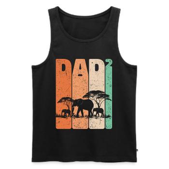 Dad Hoch 2 Elefant Zwei Kinder Vatertag Geschenk - Männer Premium Bio Tank Top - Schwarz - Vorne - AI Model Male 178 light (178cm)