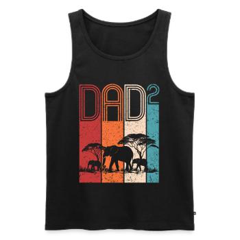 Papa Von Zwei Kindern Safari Elefanten Vatertag - Männer Premium Bio Tank Top - Schwarz - Vorne - Michal (187cm)