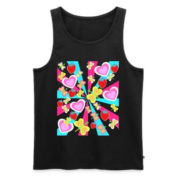 Schmettelinge Heart Insects Strawberries Strawberry Child - Men's Premium Organic Tank Top - black - Front - AI Model Male 178 light (178cm)