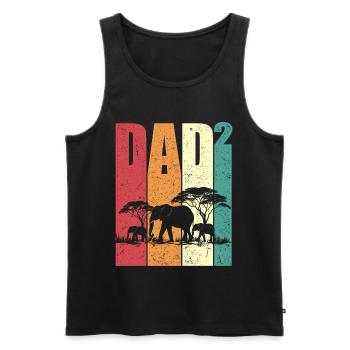 Dad Up Two Elephants Safari Retro Gift - Men's Premium Organic Tank Top - black - Front - Michal (187cm)