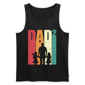 Dad High 2 Dad Two Daughters Retro Dad Gift - Men's Premium Organic Tank Top - black - Front - AI Model Male 178 light (178cm)