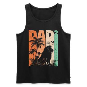Retro Lion Design Dad High 2 Fathers Gift - Men's Premium Organic Tank Top - black - Front - Michal (187cm)