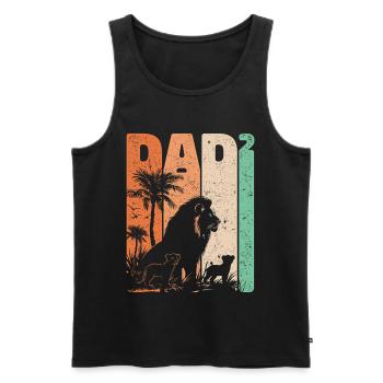 Father's Day Lion Dad High Two Kids Gift - Men's Premium Organic Tank Top - black - Front - Michal (187cm)
