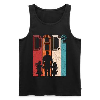 Dad Hoch 2 Vater Zwei Töchter Vatertag Geschenk - Männer Premium Bio Tank Top - Schwarz - Vorne - Michal (187cm)