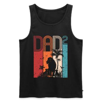 Papa Von Zwei Kindern Safari Löween Vatertag - Männer Premium Bio Tank Top - Schwarz - Vorne - Michal (187cm)