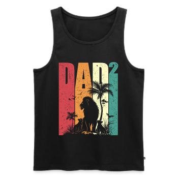 Dad Tall Two Lion Safari Retro Gift Father's Day - Men's Premium Organic Tank Top - black - Front - Michal (187cm)