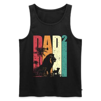 Lion Two Children Dad High 2 Father's Day Gift - Men's Premium Organic Tank Top - black - Front - Michal (187cm)