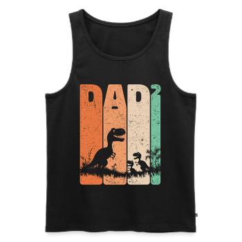 Dad Hoch 2 Dino Zwei Kinder Vatertag Geschenk - Männer Premium Bio Tank Top - Schwarz - Vorne - Michal (187cm)