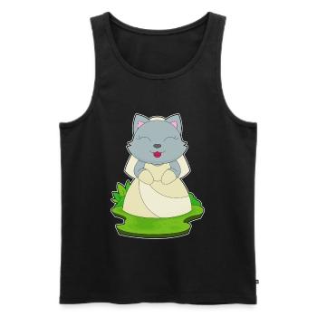 Katze Braut Schleier Hochzeit - Männer Premium Bio Tank Top - Schwarz - Vorne - Michal (187cm)