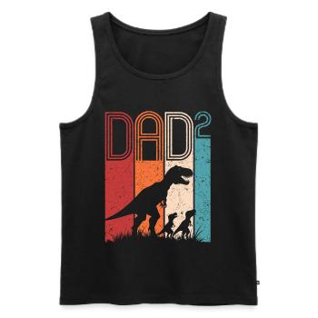 Father with two children Tyrannosaurus rex Father's Day - Men's Premium Organic Tank Top - black - Front - Michal (187cm)