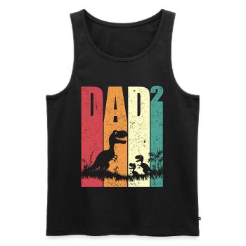 Papa Hoch Zwei Tyrannosaurus Rex Geschenk Vatertag - Männer Premium Bio Tank Top - Schwarz - Vorne - Michal (187cm)