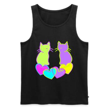 Retro Cats Cat Valentine Heart Hearts Vintage - Men's Premium Organic Tank Top - black - Front - Michal (187cm)