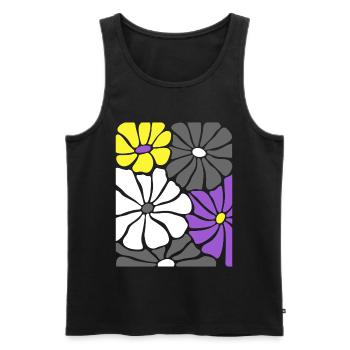 Nonbinary Pride Retro Blumen mit Enby Flag Farben - Männer Premium Bio Tank Top - Schwarz - Vorne - AI Model Male 178 light (178cm)