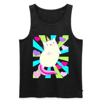 Licorne Licornes Chat Chat Rétro Enfants - Débardeur bio Premium Homme - noir - Devant - Michal (187cm)