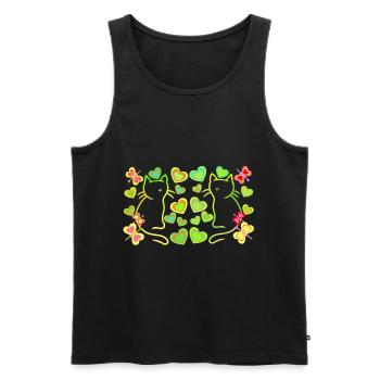 Retro Katzen Katze Kätzchen Vintage Herzen Kind - Männer Premium Bio Tank Top - Schwarz - Vorne - Michal (187cm)