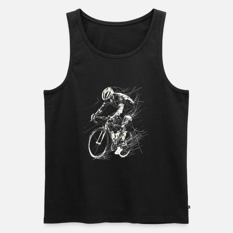 Radfahrer Zeichnung - Männer Premium Bio Tank Top - Schwarz