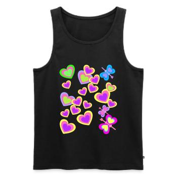 Kids Summer Retro Butterflies Heart - Men's Premium Organic Tank Top - black - Front - AI Model Male 178 light (178cm)