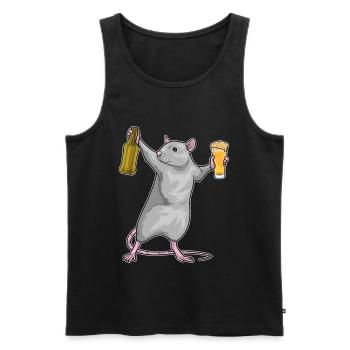 Rat Bouteille de bière - Débardeur bio Premium Homme - noir - Devant - Michal (187cm)