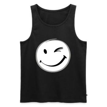 Clin d’œil sourire - Débardeur bio Premium Homme - noir - Devant - Michal (187cm)