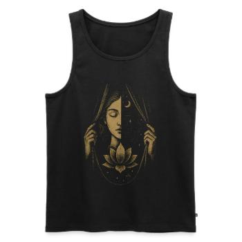 Between Worlds Cosmic Lotus Art - Men's Premium Organic Tank Top - black - Front - AI Model Male 178 light (178cm)
