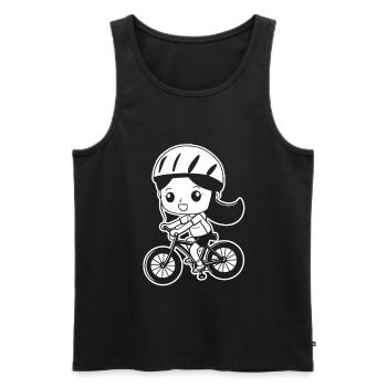 Radfahrerin Comic Stil - Männer Premium Bio Tank Top - Schwarz - Vorne - AI Model Male 178 light (178cm)