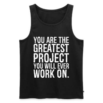 Du bist das größte Projekt, an dem du jemals arbeiten wirst - Männer Premium Bio Tank Top - Schwarz - Vorne - AI Model Male 178 light (178cm)