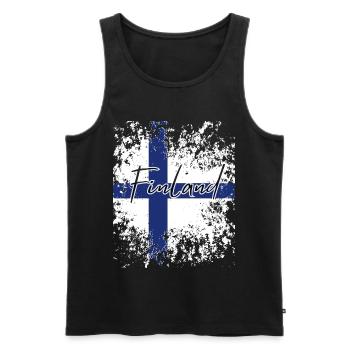 Fierté finlandaise, drapeau de la Finlande - Débardeur bio Premium Homme - noir - Devant - Michal (187cm)