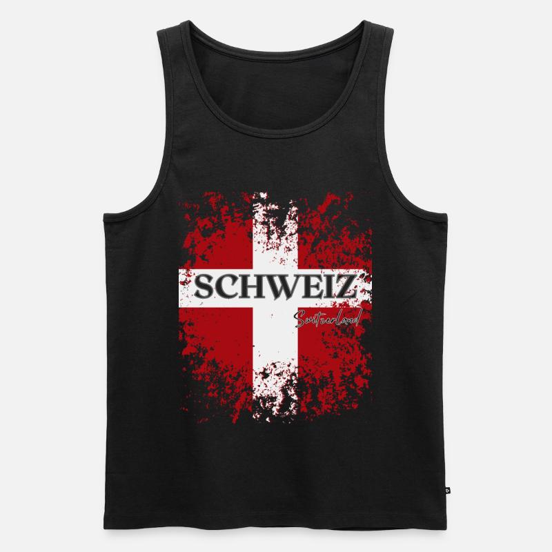 Flagge der Schweiz, Schweizer Stolz - Männer Premium Bio Tank Top - Schwarz