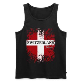 Swiss pride, flag of Switzerland - Men's Premium Organic Tank Top - black - Front - AI Model Male 178 light (178cm)