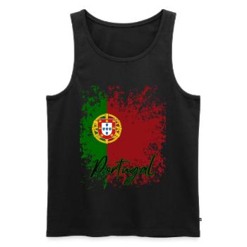 Drapeau du Portugal, fierté portugaise - Débardeur bio Premium Homme - noir - Devant - Michal (187cm)
