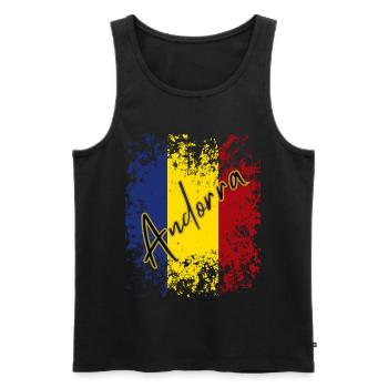 Flagge von Andorra, andorranischer Stolz - Männer Premium Bio Tank Top - Schwarz - Vorne - AI Model Male 178 light (178cm)